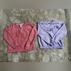 2pcs. Girls Sweatshirt Bundle HAUTE HIPPIE Butterfly H&M Purple Ruffle 6–9 Lot